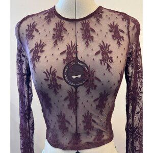 Free People Women's Lady Lux Burgundy Purple Layering Top - women's size 0